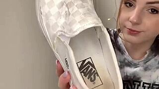 Serbian Girl Strips Sneakers for Barefoot Reveal