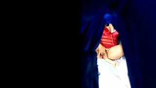 My big ass mexican neighbor plays with her pussy outdoors almost catches me creaming