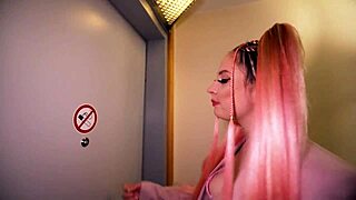 Nympho hotel employee in heels tricks guest for rough doggystyle pounding upstairs