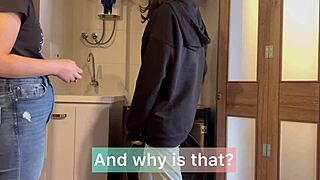 mi hermanastro no está en casa! su esposa y yo jugamos a médico y paciente curando con sexo sobre la lavadora hasta el orgasmo mojado