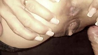 Sensual Wife Fucks in See-Through Lingerie Stockings Closeup