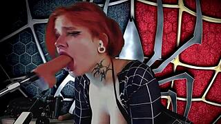 Meridjane's spider girl cosplay ignites my passion as she deepthroats moaning wildly