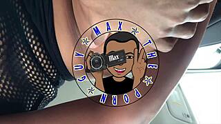 Pulling over in backseat for Hazel's sloppy ebony deepthroat on big black cock