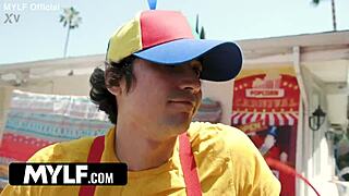 mylf trailer - fucking extra tall tattooed milf outdoors in bounce house with big natural tits