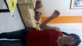 sexy crossdresser licks lingerie outdoors in hot transsexual action