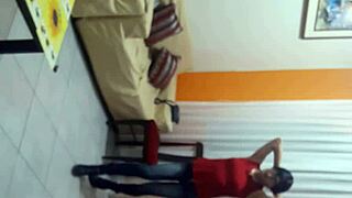 sexy crossdresser licks lingerie outdoors in hot transsexual action