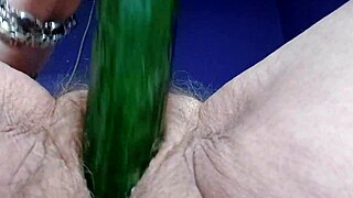 God, fucking my hairy granny pussy and ass with cucumber turns me on