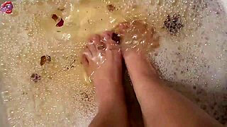 i wash tired feet with rose petals and herbs