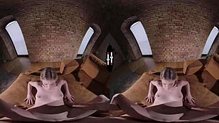 shaved bride blows pov cock in dark vr wedding room!