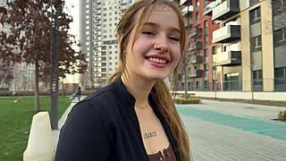 big cock roommate dominates poor student's tight pussy with rough creampie pounding