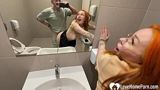 i spot a hot redhead babe and slam her down in public toilet pov