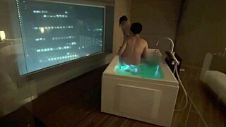 Baby sucks cute santa's pale tits raw! Hotel bath standing doggy creampie