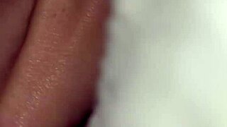 This classic scene shows a big cock stretching a tiny redhead housewife's pussy