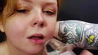 sophia celeste slurps extra sloppy blowjob with heavy spit dildo gagging amateur fetish