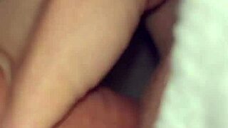 This classic scene shows a big cock stretching a tiny redhead housewife's pussy