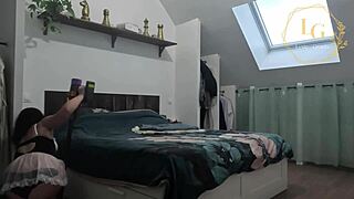 Chubby lexie grants in sexy maid lingerie costume tempts with fat milf curves closeup