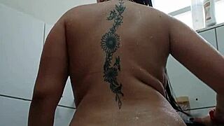 wet and ready in the bath, toy sliding into her brazilian pussy and ass...