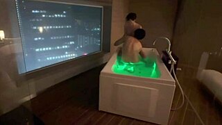 Baby sucks cute santa's pale tits raw! Hotel bath standing doggy creampie