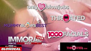 brunette hottie loves messy deepthroat slurping huge cocks with ball licking handjobs