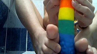 you gotta see cuntboy xannie stuffing toys in shower anal fun