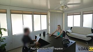 loan4k go-go dancer teases then rides hard in the office after interview