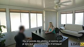 loan4k go-go dancer teases then rides hard in the office after interview