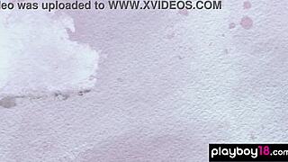 gorgeous brunette bares her perfect tits outside