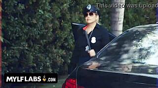 Policewoman Forces Lovers to Lick Pussy and Ride Cock Poolside in Uniform