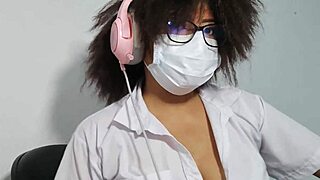 beautiful latina student flashes tits excited homework uniform