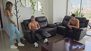 I fuck the hot Colombian blonde movers deepthroat style since no cash part 1!