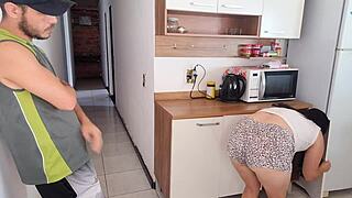 risky sex with my cuckold's best friend while he's showering got me moaning wild