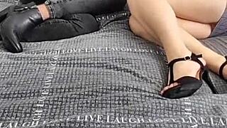 Femme Mature Explores Crossdressing Transsexual in Stockings