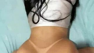 watch her huge marked ass gape wide while taking it doggystyle moaning loud