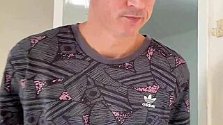 stepdad spies me post-shower and fucks tight pussy till full creampie in sheer red!