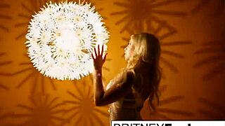 Sexy blonde babe teases big tits pussy in retro solo play