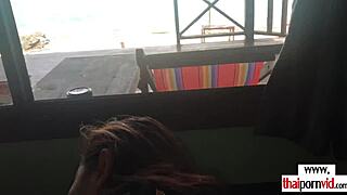 Asian teen girlfriend slurps monster cock outdoors pov hardcore blowjob