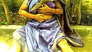 desi big ass stepmom fingers pussy peeing outdoors