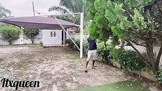 Giant african cock pounds gardener in garden doggystyle!