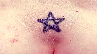 mature wife spreads huge shaved pussy lips in secret outdoor garden