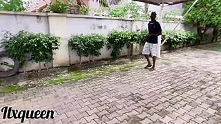 Giant african cock pounds gardener in garden doggystyle!