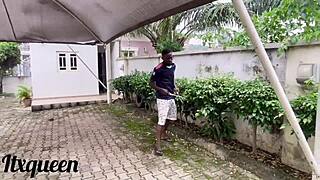 Giant african cock pounds gardener in garden doggystyle!