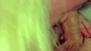 Sexy blonde bombshell slurps wet monster cock blowjob deep