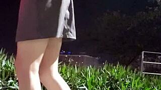 i'm tingling outside peeing and stroking my ladyboy cock wrong... wait