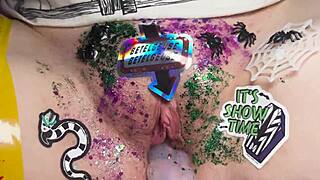 Beetlejuice Fuels Dirty Dildo Masturbation into Slapping Hot Toy Sex