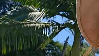 my hubby watches me flash my big ass in tight body by the pool