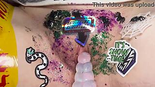 Beetlejuice Fuels Dirty Dildo Masturbation into Slapping Hot Toy Sex