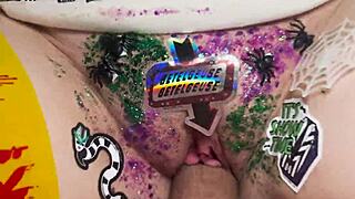 Beetlejuice Fuels Dirty Dildo Masturbation into Slapping Hot Toy Sex