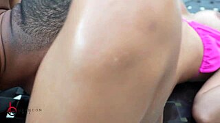 Huge Black Cock Pounds Petite Latina Athenea Rose in Public Pool by Brandon Cruz with Rough Doggystyle and Missionary Action