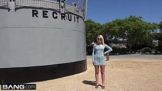 Layla Love exposes shaved teen pussy hiking then takes hard pounding