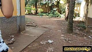 novinha bent over in the bushes, taking every inch deep and hard outdoors